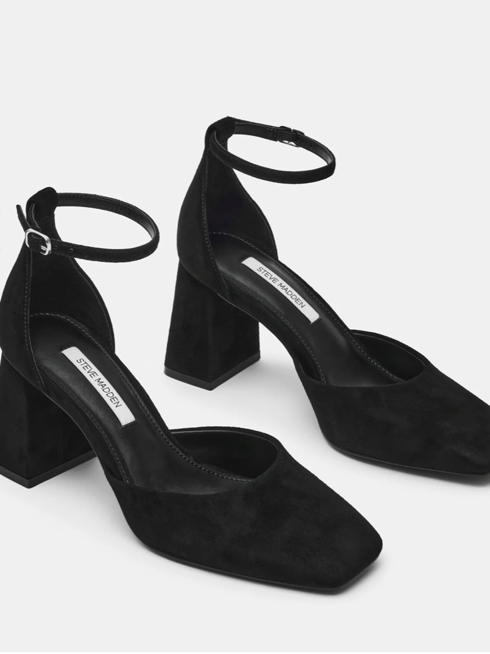 Must Go‼️ NWT 2 Pairs Of Steve Madden Black Suede Square-Toe Block Heel.